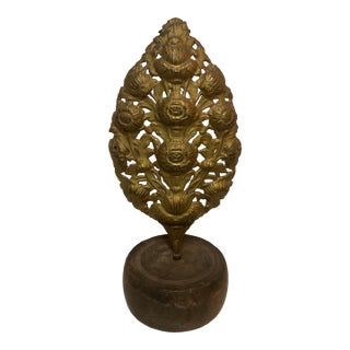 French Sconce Cast Brass Decorative Piece on a Circular Base For Sale