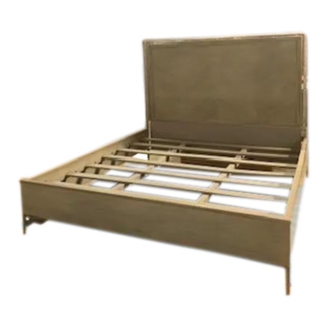 Caracole Modern Herringbone King Bed, Wood With Metal Accents For Sale