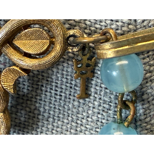 Trifari 4 Strand Etruscan Alfred Philippe Aqua Lucite Necklace Earrings Set For Sale In Los Angeles - Image 6 of 8
