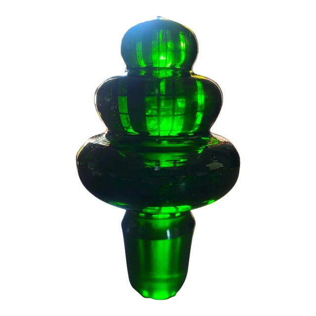 Early 20th Century Empoli Green Glass Stopper For Sale