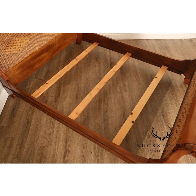 Lexington Cherry And Wicker Queen Sleigh Bed For Sale - Image 15 of 18
