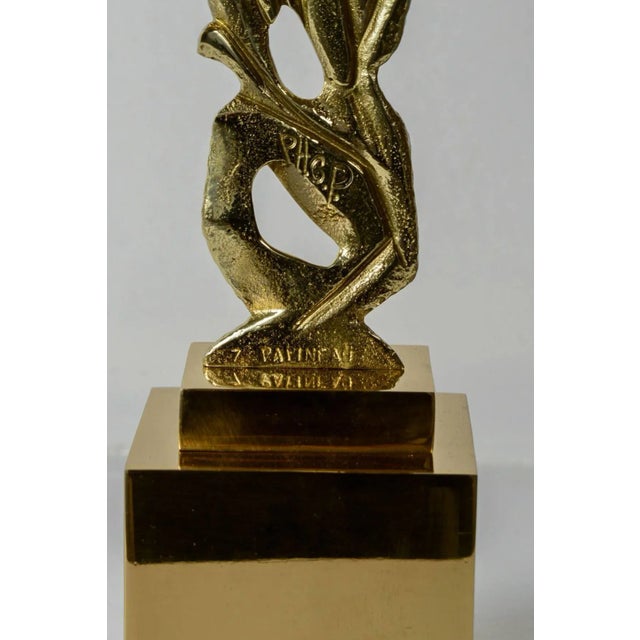 Metal Bronze Lamps by G. Papineau, 1970s, Set of 2 For Sale - Image 7 of 8