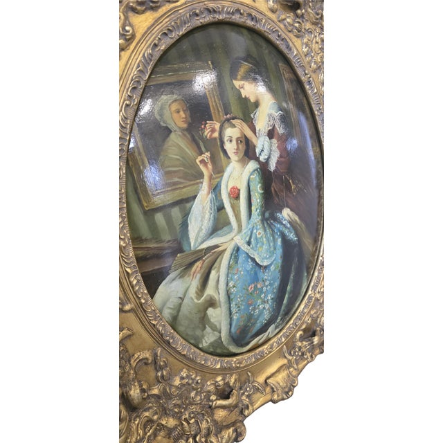 Romantic Scenes, 1950, Oils on Canvases, Set of 2 For Sale - Image 13 of 18