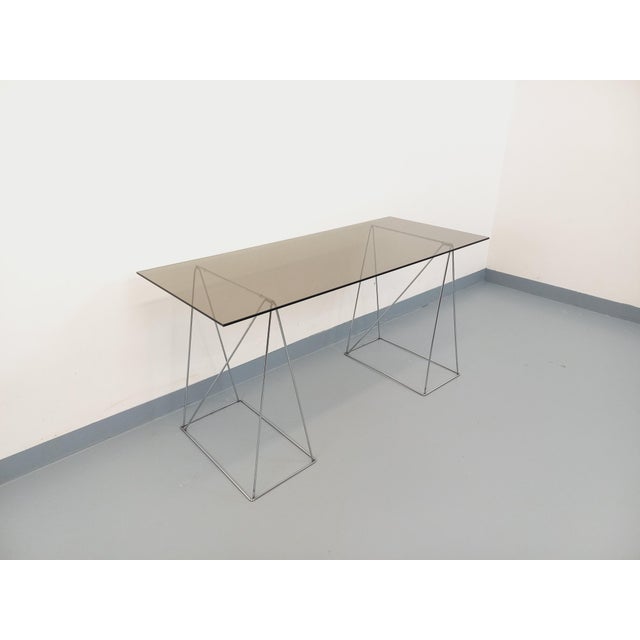 Vintage Desk in Smoked Glass and Chrome Metal, 1970s For Sale - Image 8 of 18