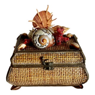 Vintage Box With Shells and Faux Red Coral For Sale
