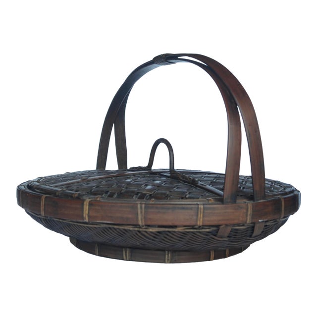 Antique Japanese Bamboo Basket Hayakawa Shokosai I (1815-1897) For Sale