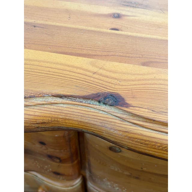 Wood Rustic Pine Six Drawer Serpentine Petite Dresser / Commode For Sale - Image 7 of 8