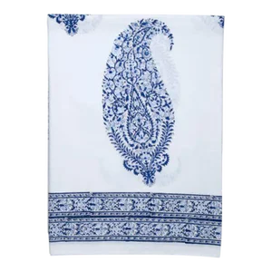 Malabar Large Paisley Twin Bed Deep Blue Fitted Sheet