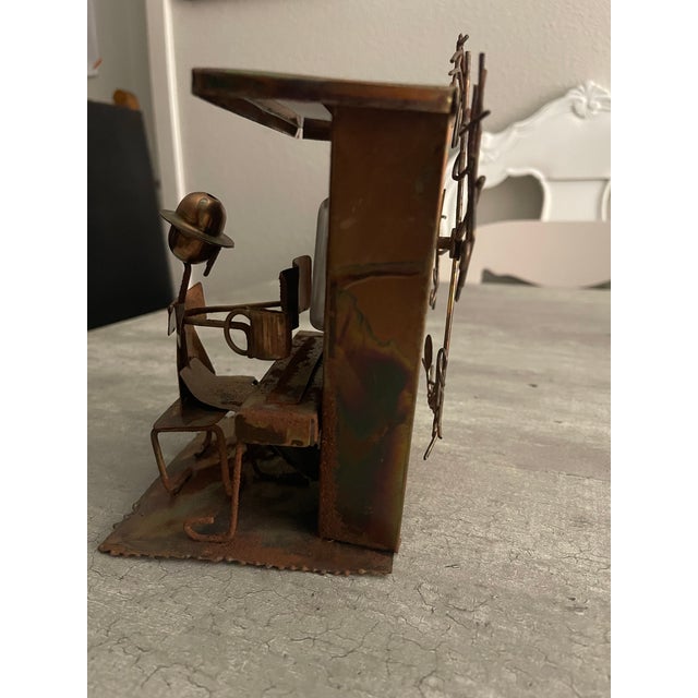 Brutalist Vintage 1970s Brutalist Copper "The Entertainer" Piano Player Music Box For Sale - Image 3 of 11