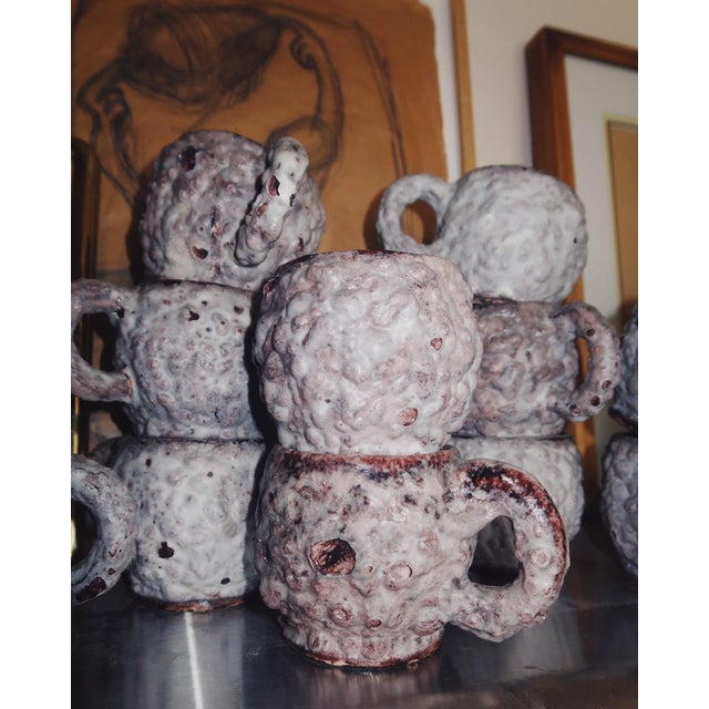 Gray 1970s c.a.s. Vietri Fat Lava Ceramic Mug and Pitcher Set, 12 Pieces For Sale - Image 8 of 18