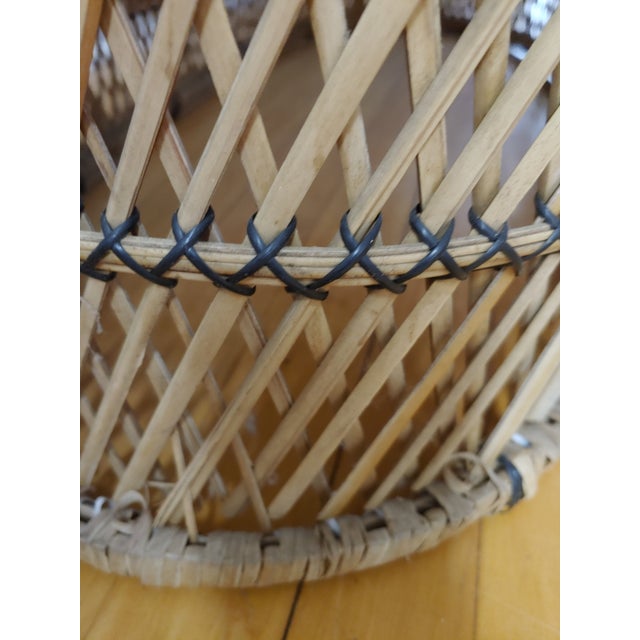 Vintage Franco Albini Style Rattan & Wicker Coffee Table & End Tables, Set of 3 For Sale - Image 9 of 10