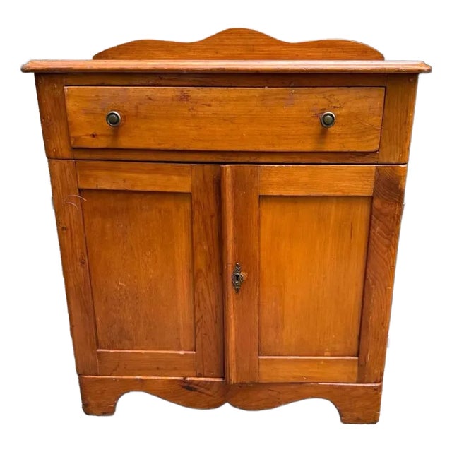 Antique 19th Century Early American Primetive Style Pine Jelly Cupboard With Knapp Joints For Sale