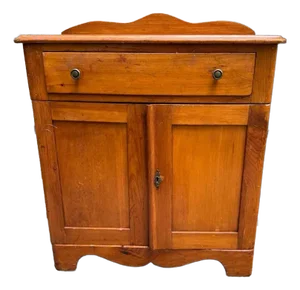 Antique 19th Century Early American Primetive Style Pine Jelly Cupboard With Knapp Joints