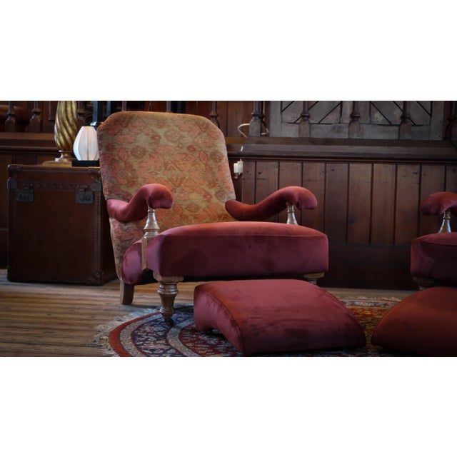 Olive Kilim Byron Steamer Armchairs and Ottomans by John Sankey, 2010s, Set of 4 For Sale - Image 8 of 18