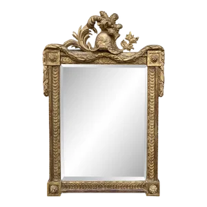 Late 19th Century Gilt Framed French Carved Mirror With Helmet
