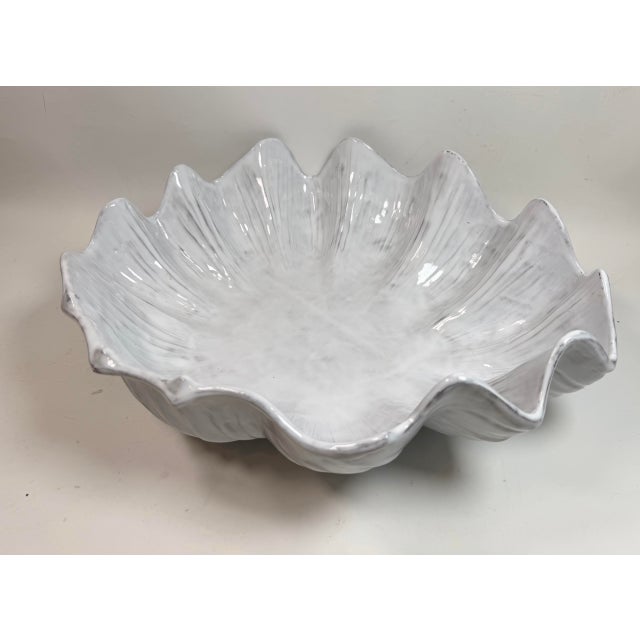 White Vietri Incanto Mare White Shell Centerpiece Bowl 18” For Sale - Image 8 of 12