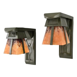 Art Deco Sconces with Stylized Birds by Max Le Verrier, 1930s, Set of 2 For Sale