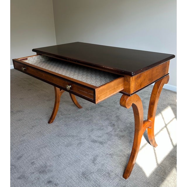 Late 20th Century Late 20th Century Baker Milling Road Neoclassical Single Drawer Writing Desk With C-Scroll Legs For Sale - Image 5 of 10