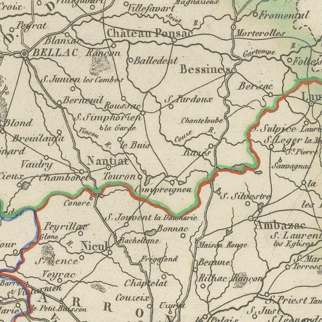 Antique Map of the Haute-Vienne, Limoges and Marshal Jourdan, 1860 For Sale - Image 6 of 12