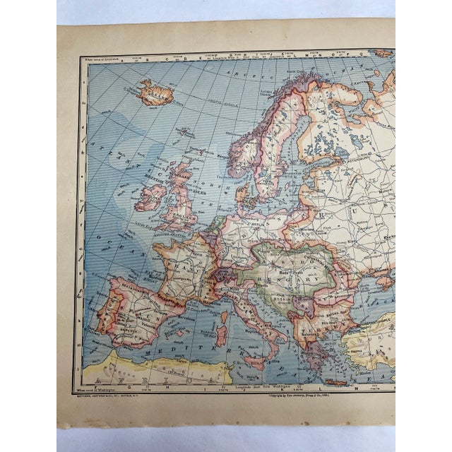 1883 Antique Europe Map For Sale - Image 4 of 5