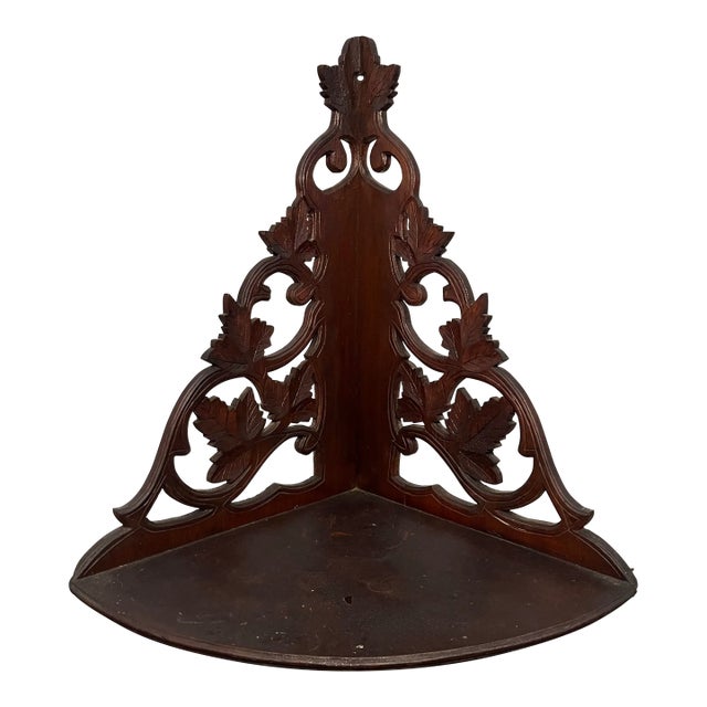 Early 20th Century Victorian Carved Walnut Shelf For Sale