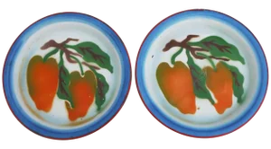 French Country Enamel Pepper Plates - a Pair