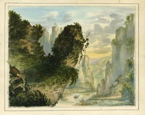 Rocky Gorge, India, Early 19th Century, Watercolour