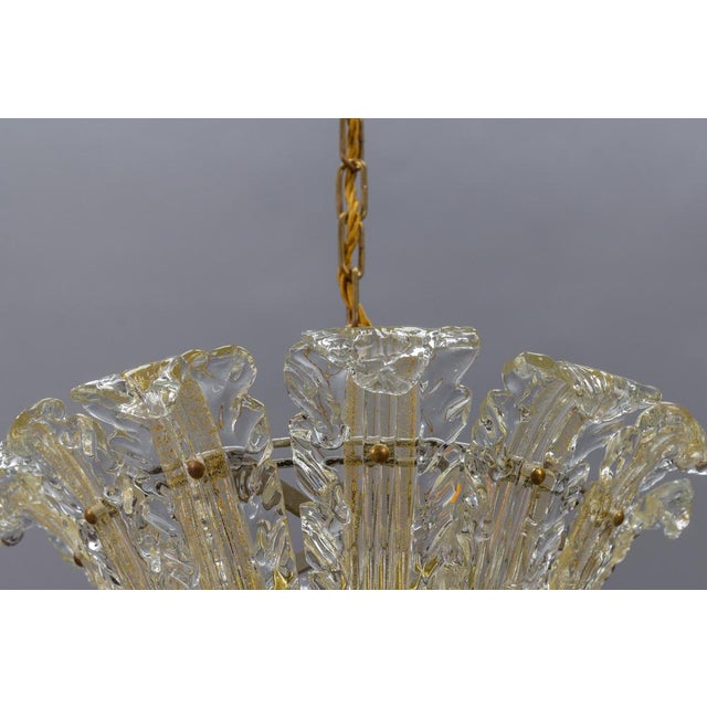 1950s Mid-Century Italian Murano Glass Gold Inclusion Foliage Pendant Light, 1950s For Sale - Image 5 of 18