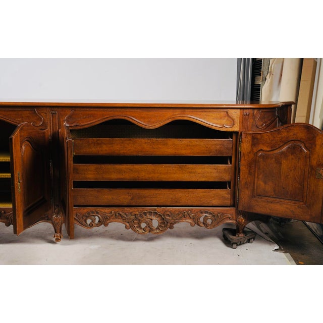 Mid 20th Century Mid 20th Century Monumental 10-Foot French Louis XV Provincial Carved Walnut Enfilade Sideboard For Sale - Image 5 of 11
