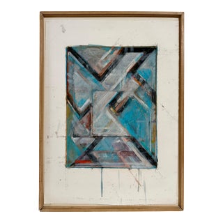 Robert Kelly, 1983 Abstract Geometric Oil and Gouache Painting Study for Alma Robert Kelly For Sale