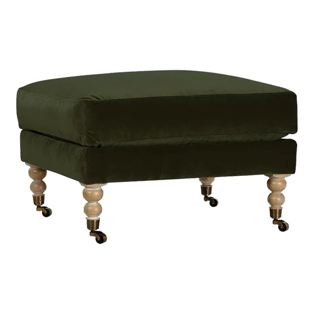 Greta Ottoman, Emerald Velvet For Sale