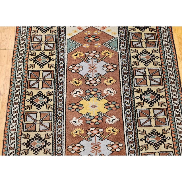 Vintage Turkish Area Rug, Handwoven Tribal Wool, Prayer Design, 1930s, 4' x 7' For Sale - Image 9 of 15
