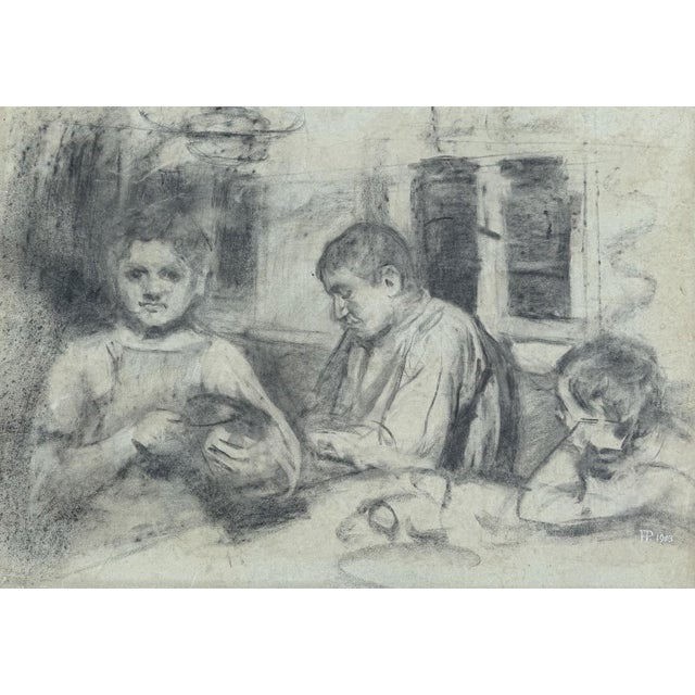 Heinrich Pforr (1880-1970), Siblings, 1903, Charcoal/Paperback, approx. 46 x 64.5 cm. Heinrich Pforr is considered one of...