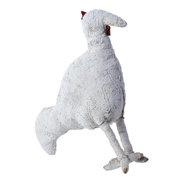 Early 20th Century Yoruba Beaded White Chicken Nigeria For Sale