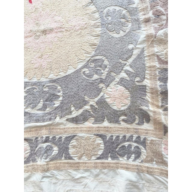Decorative Suzani Tablecloth - 4'6'' X 5' For Sale - Image 4 of 9
