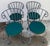 1960s Vintage Painted Wrought Iron Garden Chairs, Set of 4. Included are four seat cushions upholstered in green outdoor...