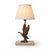 Decorative table lamp dating to the 1970s, featuring a duck with raised wings in bronze-toned metal. The textured feathers...