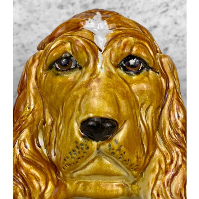 Ceramic Vintage Italian Porcelain Spaniel Dog Cookie Biscuit Jar W/ Lid For Sale - Image 7 of 9