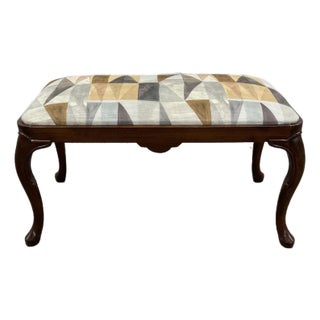 Newly Upholstered Queen Anne Style Vanity or Piano Bench For Sale