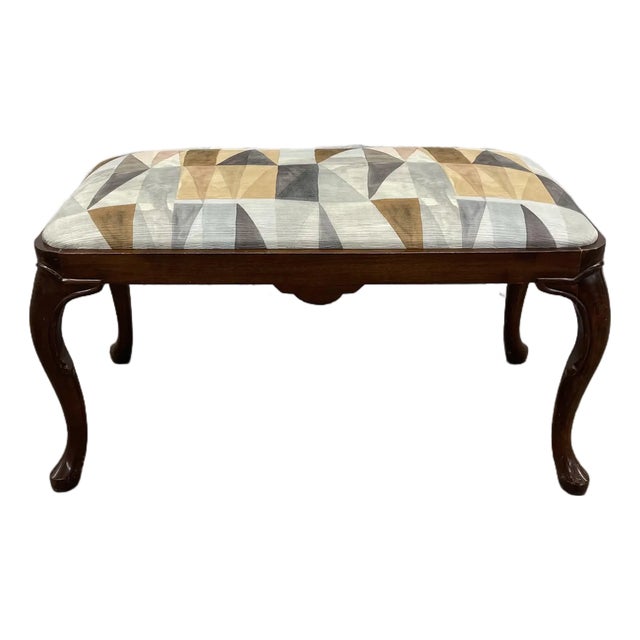 Newly Upholstered Queen Anne Style Vanity or Piano Bench For Sale
