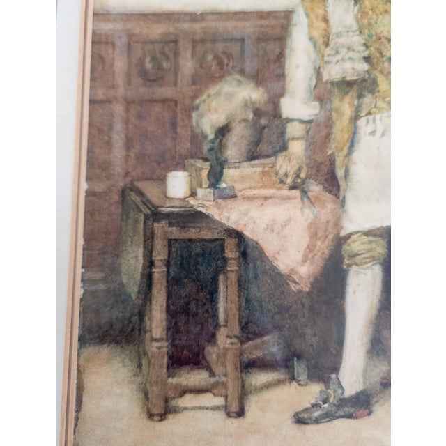 19th Century English Watercolor Painting of an 18th C. Interior Genre Scene For Sale - Image 13 of 14
