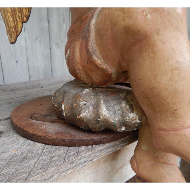 Cream 19th Century Portuguese Colonial Carved Iron Fitted Cherub Pricket / Candelabra / Lumiere For Sale - Image 8 of 11