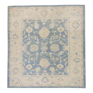 Modern Turkish Oushak Rug 8'6" x 8'11" For Sale