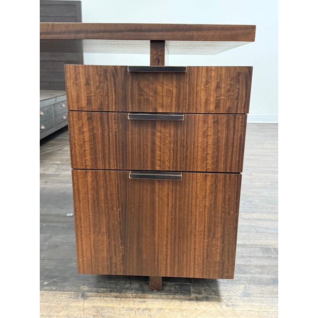 Brown Custom Designed Zebra Wood Office Desk For Sale - Image 8 of 12