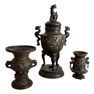 Antique Chinese Bronze Objects, Set of 3 For Sale