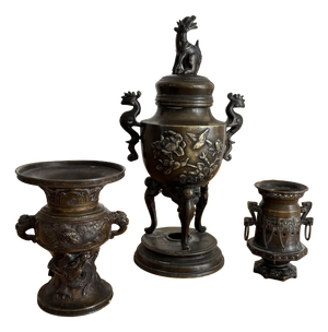 Antique Chinese Bronze Objects, Set of 3