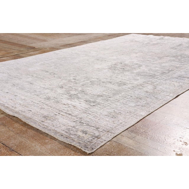 Silver Vintage Indian Oushak Rug, 05'09 X 09'00 For Sale - Image 8 of 10
