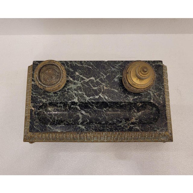 Napoleon III Desktop Set in Marble and Bronze, France, 1800s For Sale - Image 14 of 18