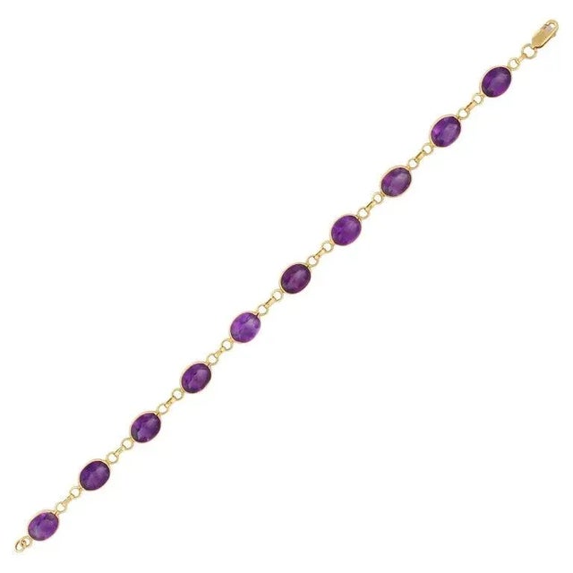 Not Yet Made - Made To Order French Stackable 17 Ct Amethyst Chain Bracelet in 18k Yellow Gold For Sale - Image 5 of 10