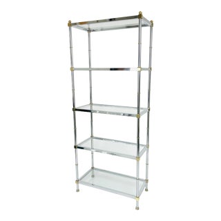 1970s Maison Jansen Style Chrome and Brass Etagere For Sale
